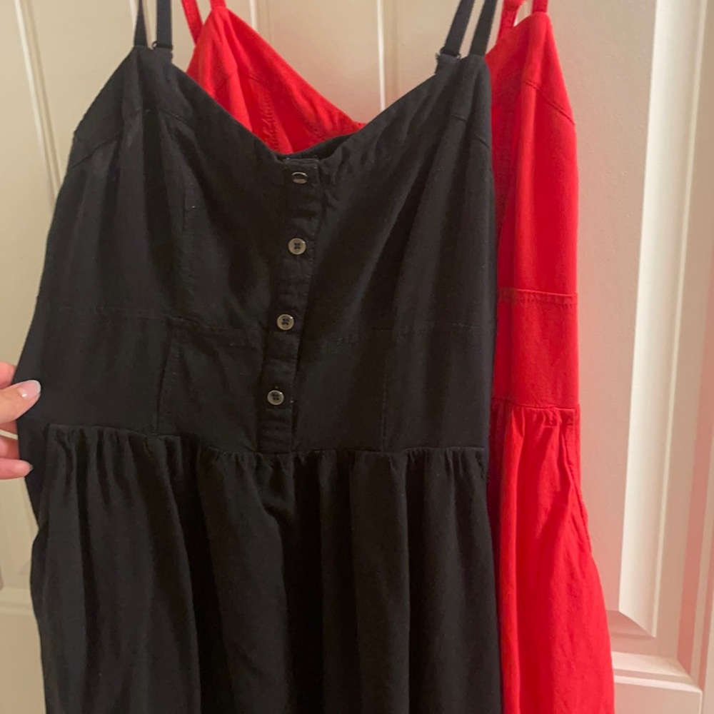 Black and pink EXPRESS sundresses with pockets